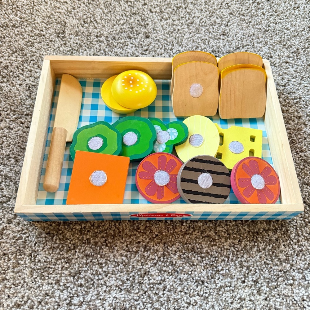 Melissa & Doug Wooden Sandwich-Making Pretend Play Food Set